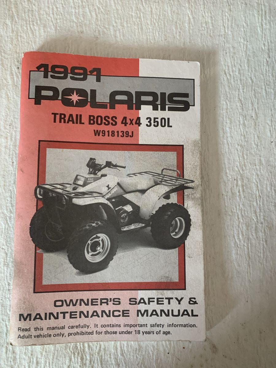 1991 Polaris Trail Boss 4x4 350L Owner's Safety & Maintenance Manual W918139J
