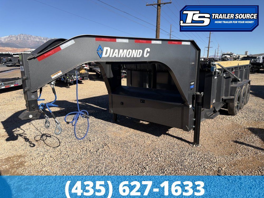 7x16 Diamond C LPT-GN 307 Gooseneck Dump Trailer - 32" Sides - 24K GVWR - 14 Ply Tires, Board Brackets, Hydraulic Jack(s), Long