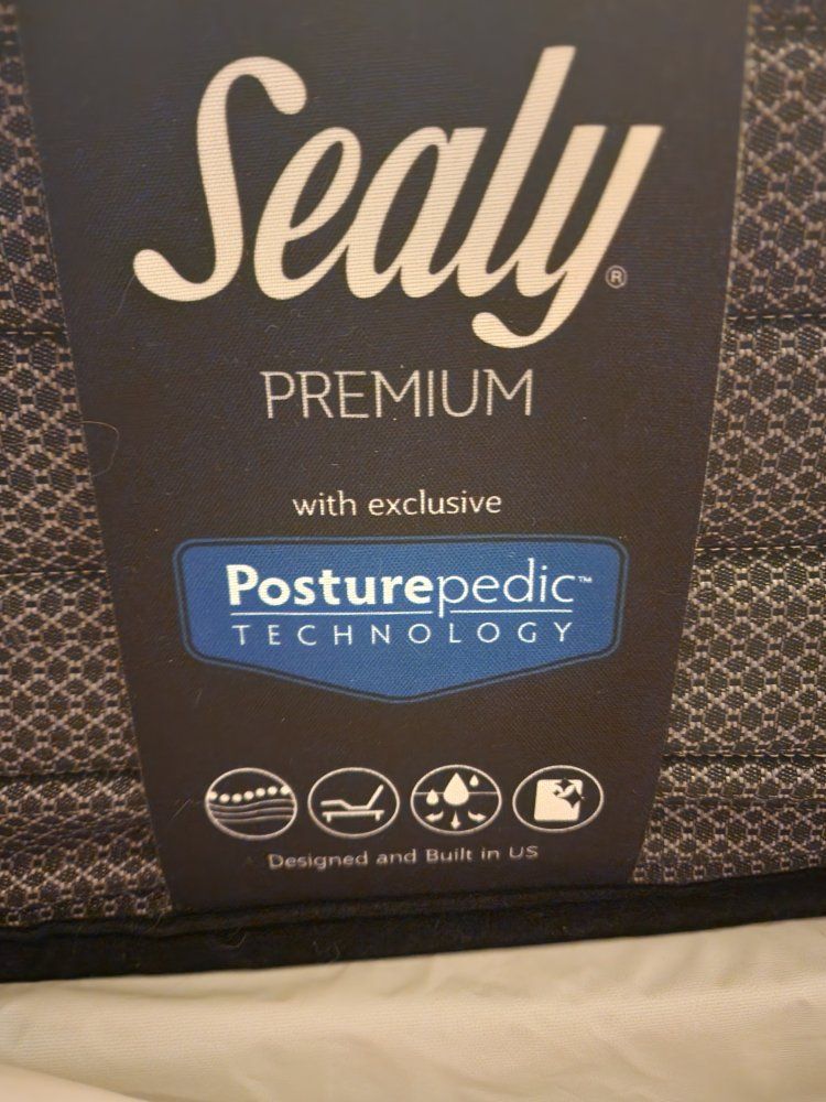 Sealy Premium Posturepedic Queen Mattress - Used. Protector & Frame - optional for additional price