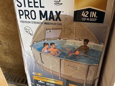 Bestway Steel Pro MAX 13'x42" Above Ground Pool Set w/ Canopy, Filter Pump, Ladder, Cover, Taupe