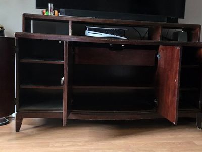 Dark Wood Curved Front TV Stand / Entertainment Center