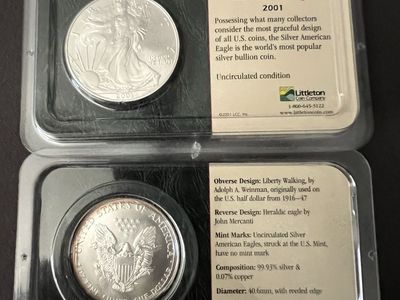 2001 Silver American Eagle Coin - Uncirculated Littleton Coin Co. Bullion - 1 oz .999 Silver