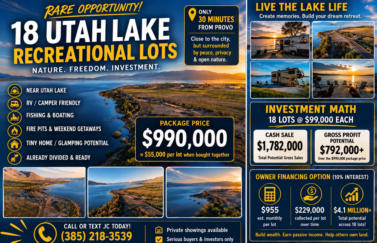RARE INVESTMENT OPPORTUNITY – 18 UTAH LAKE RECREATIONAL LOTS