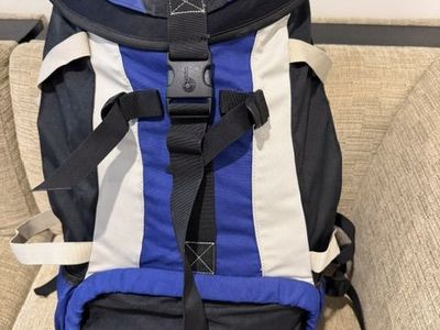 Nikko Walker 50 Backpack - Blue/Black/White Hiking Pack - Very Lightly Used