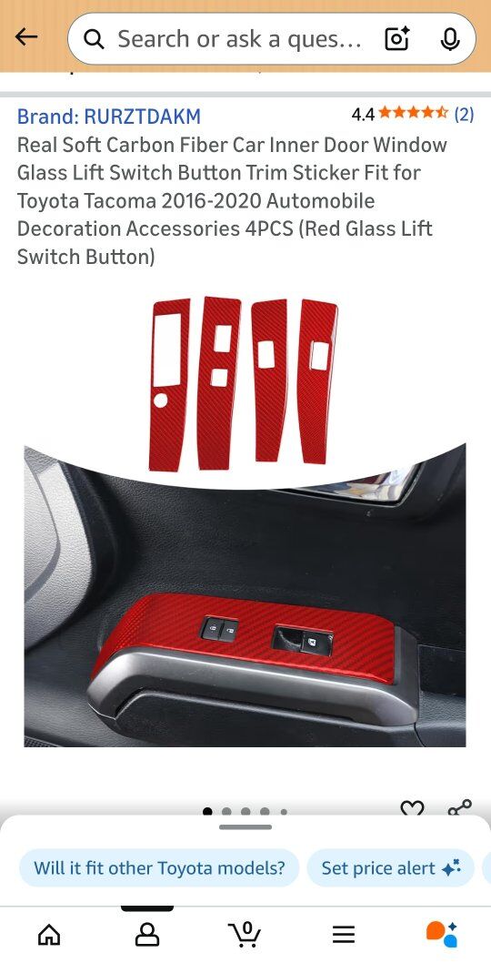 2016 - 2020 Toyota Tacoma Red Door switch cover