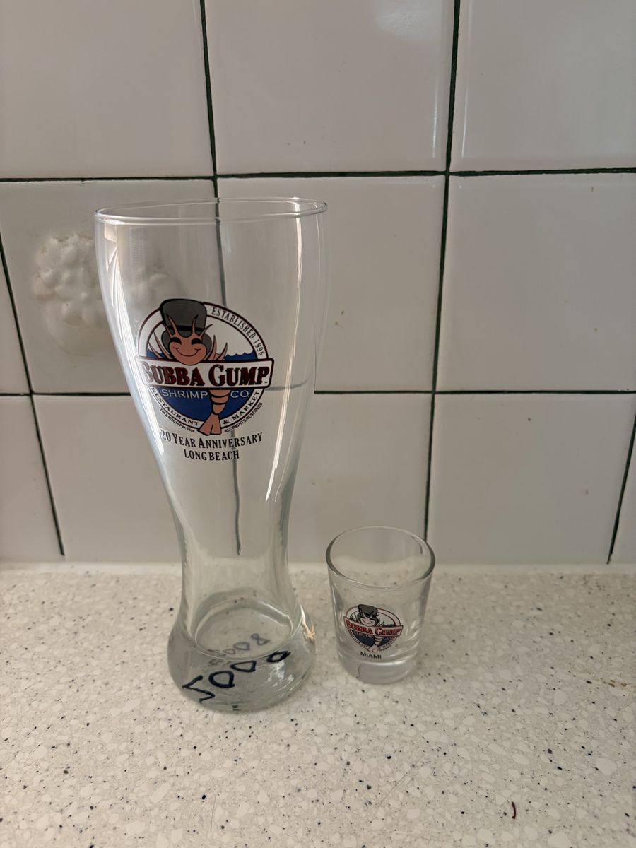 Bubba Gump Shrimp Co. Long Beach Pilsner Glass & Miami Shot Glass Set