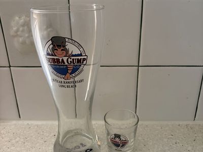 Bubba Gump Shrimp Co. Long Beach Pilsner Glass & Miami Shot Glass Set