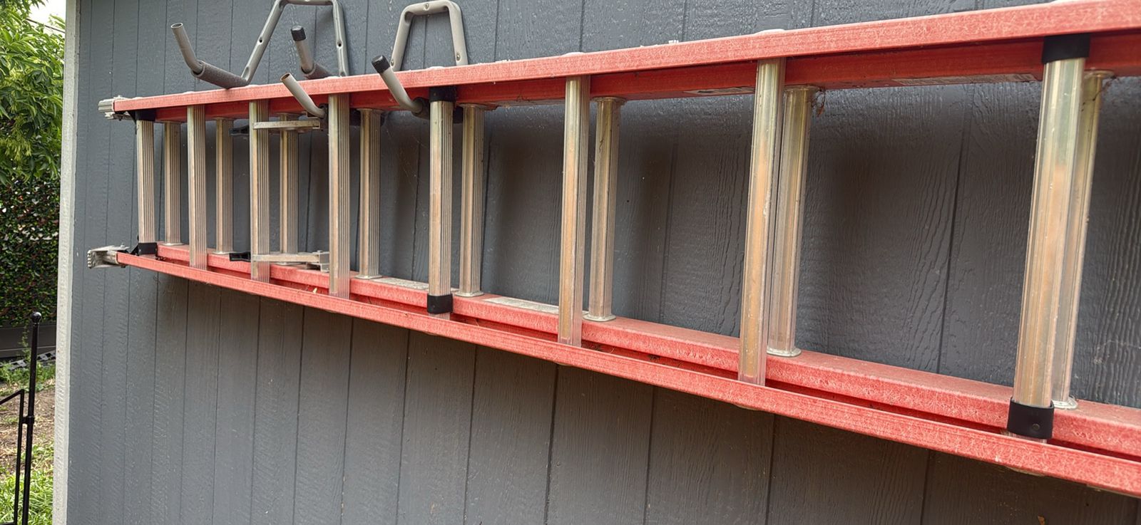 14 foot Extension Ladder, Orange Fiberglass - Used, Good Condition