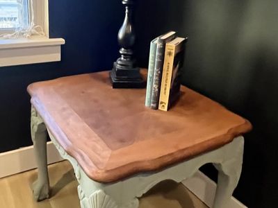 Solid Wood Vintage End Table, Refinished Top