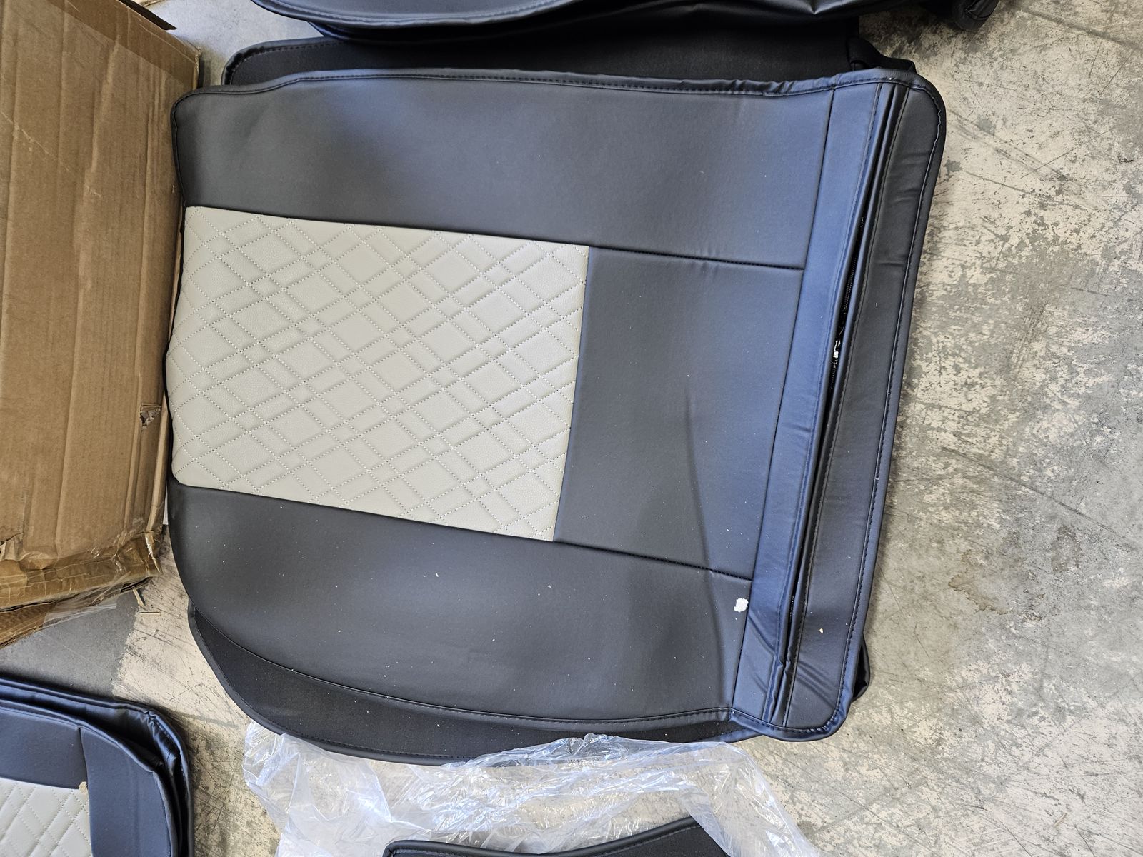 New Black/Grey Diamond Quilted Car Seat Cover