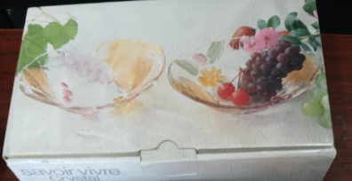 Savoir Vivre Crystal Glass Bowls - Set of 4, Grapes and Leaves Design-Fragiles