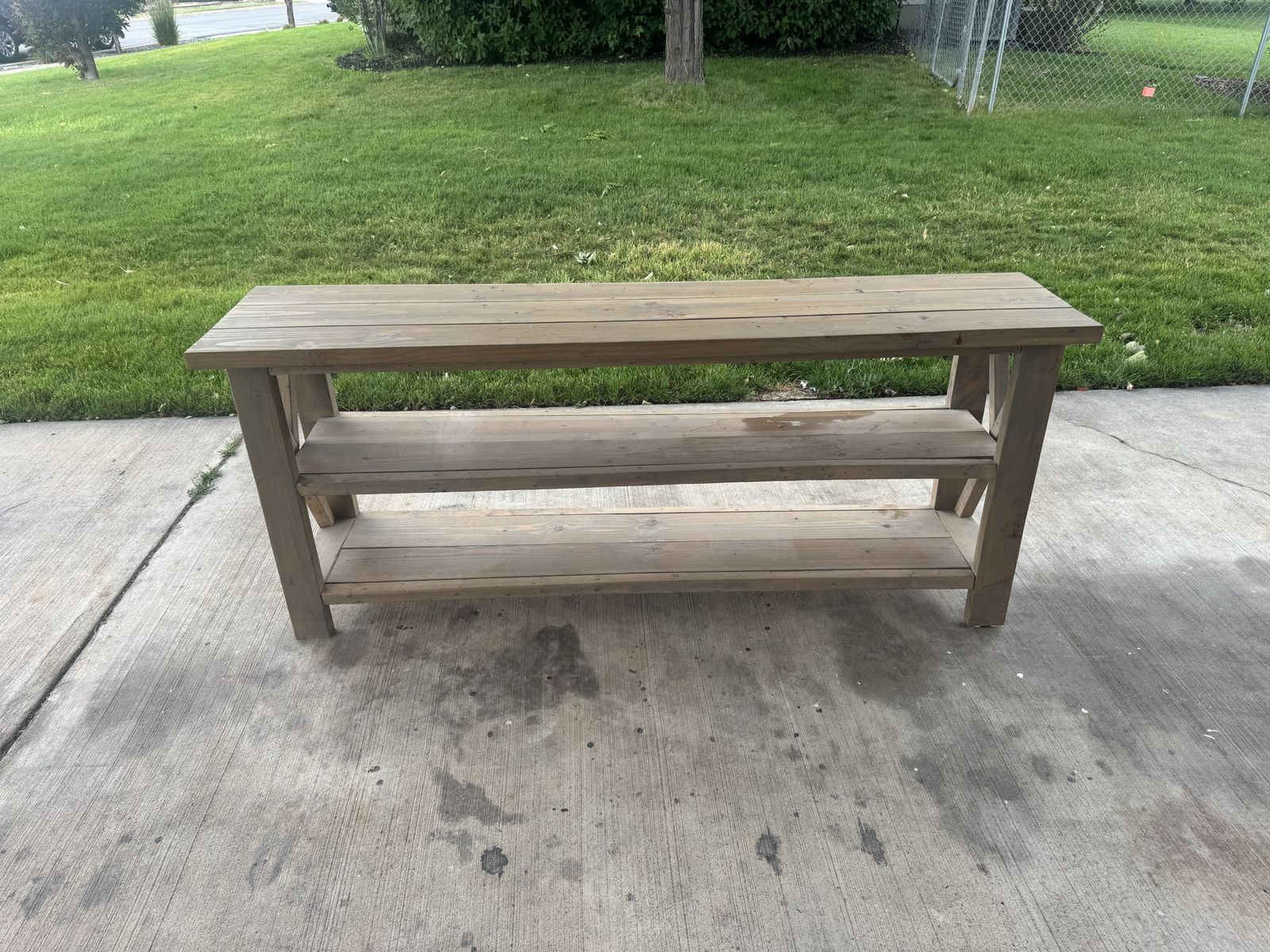 Rustic Wood Console Table with 2 Shelves - Entryway/Sofa Table