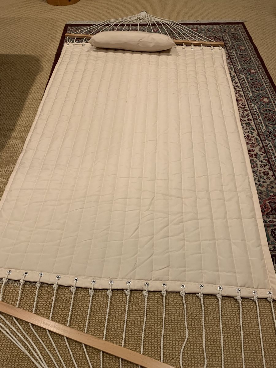 Quilted Hammock with Pillow - Comfortable Outdoor/Indoor Relaxation Bed
