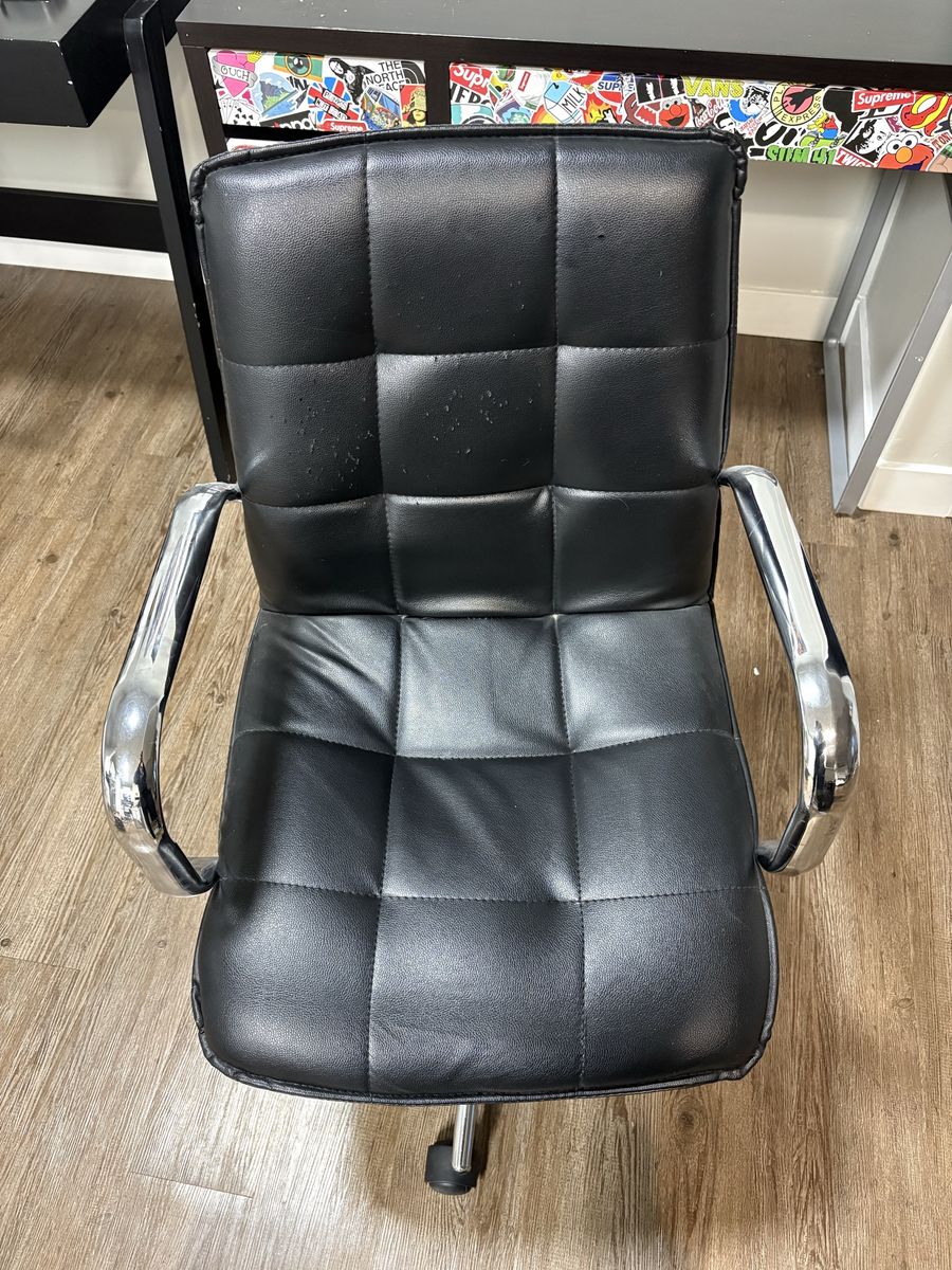 Black pleather office chair