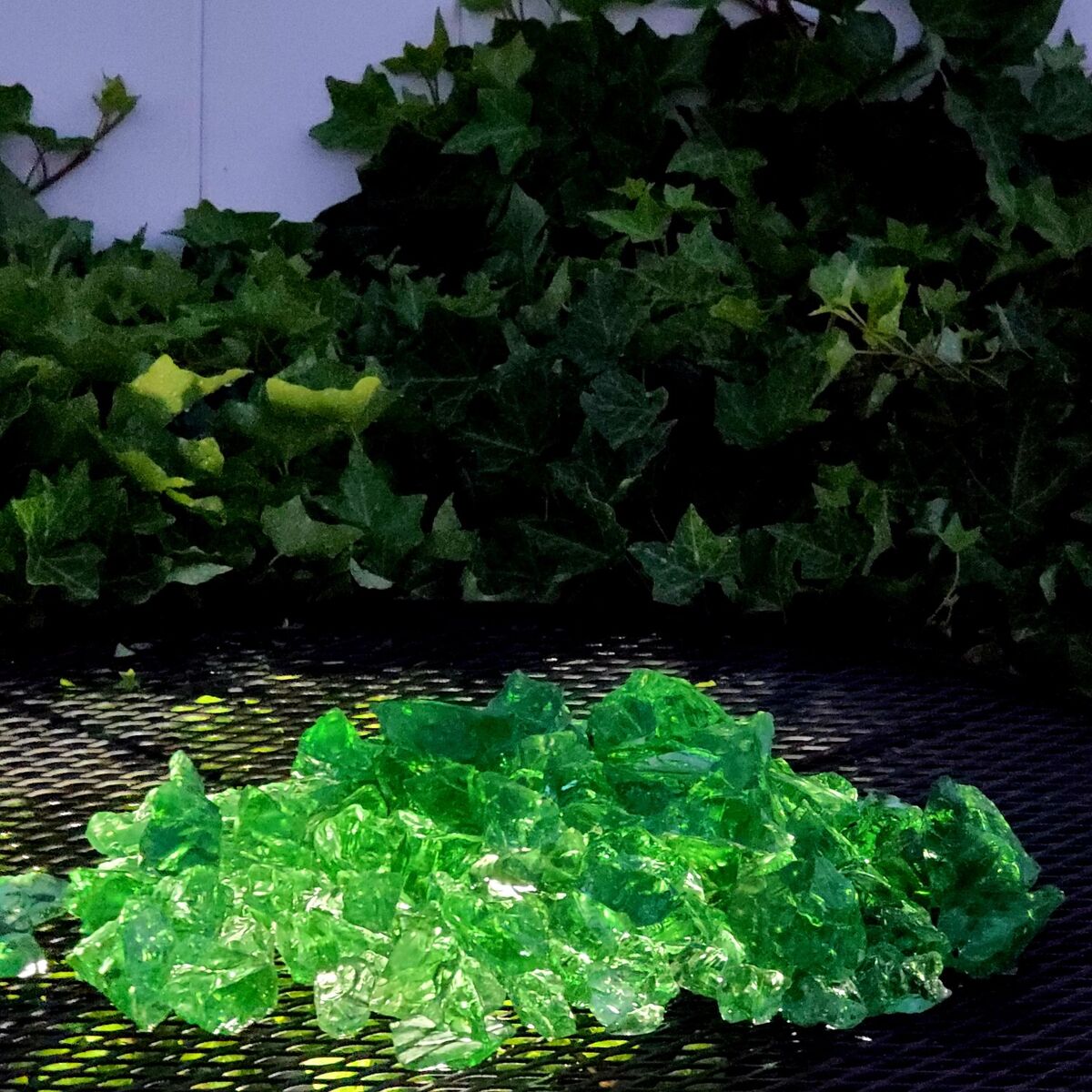 Decorative Colored Slag Glass Landscape Firepit