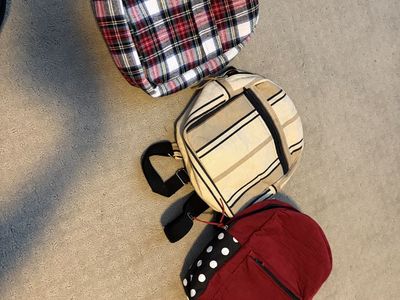 Mini backpacks from up cycled fabrics