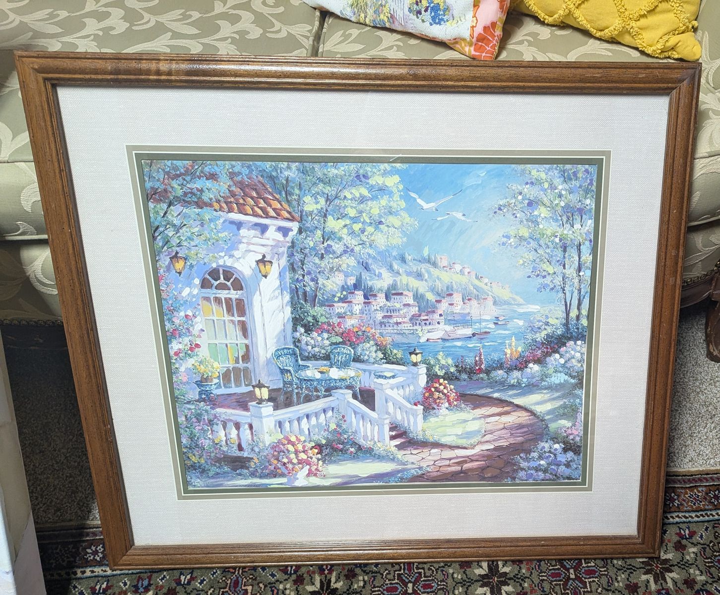 Mediterranean Coastal Scene Framed Art
