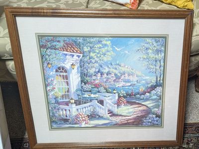 Mediterranean Coastal Scene Framed Art