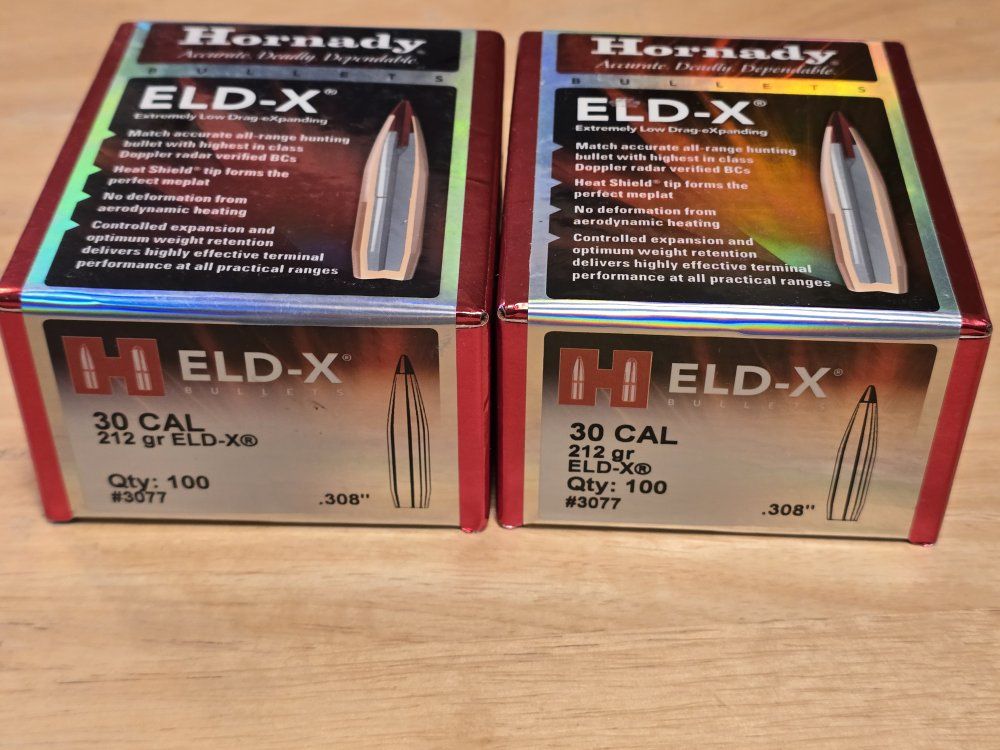 Hornady ELD-X 30 CAL 212 gr .308" Bullets - QTY 200 (2x100 Boxes) for Reloading