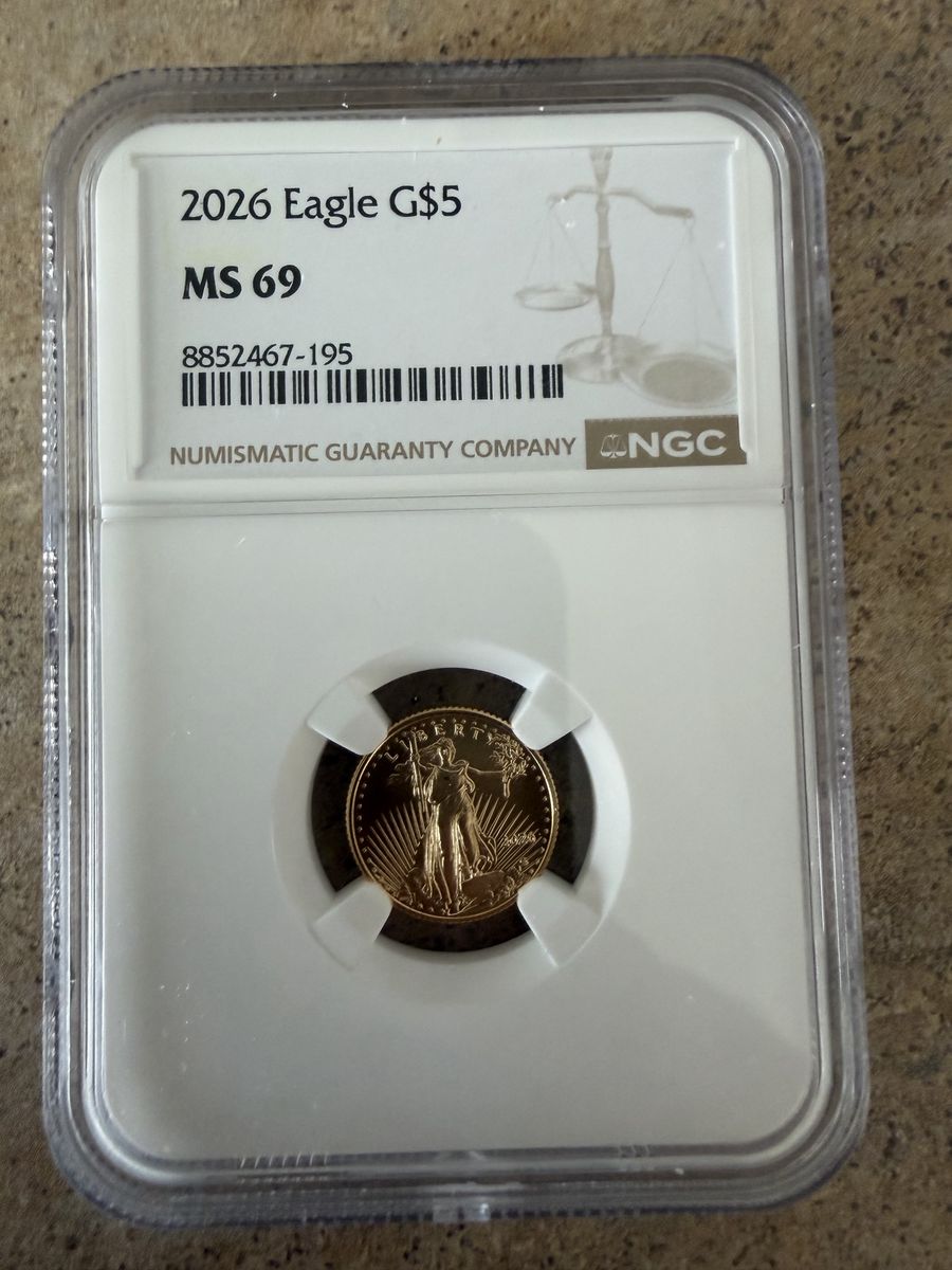 NGC 2026 Eagle G$5 MS 69 Numismatic Guaranty Company Graded Coin