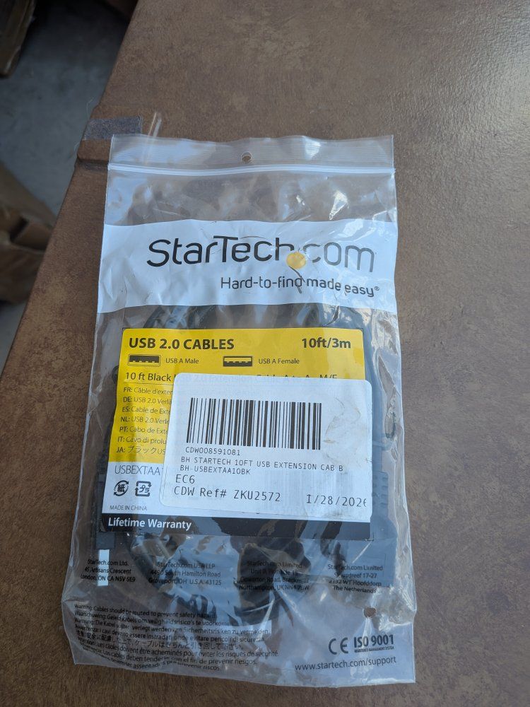 C2G 10ft DisplayPort M-M Black Cable #44402 & StarTech USB 2.0 10ft Extension Cable