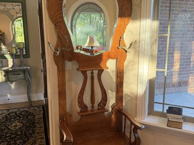 Solid oak hall tree