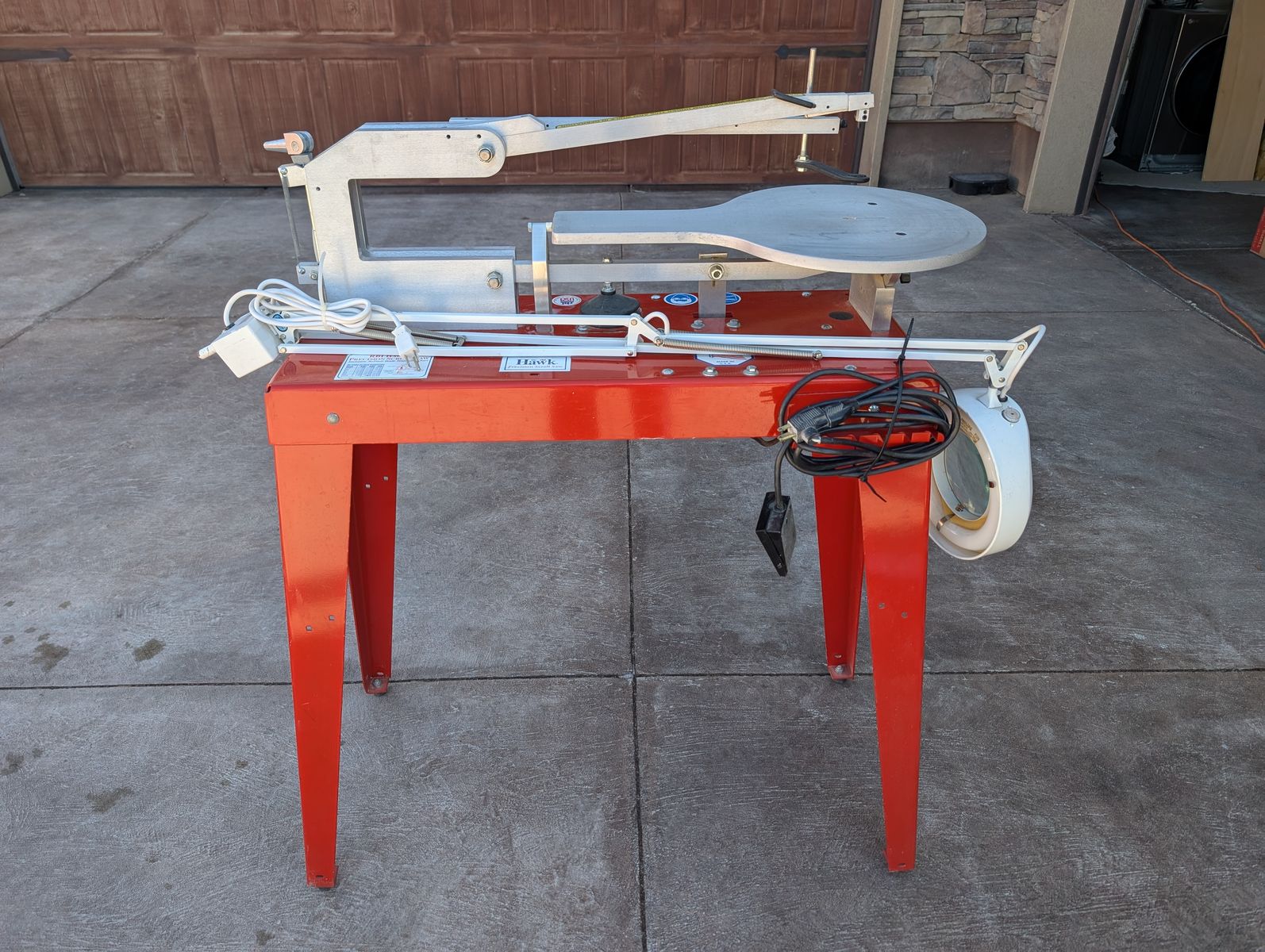 RBI HAWK Model 226 VS, Precision Scroll Saw w/Stand, Foot Pedal, light/magnifying glass, and Blades