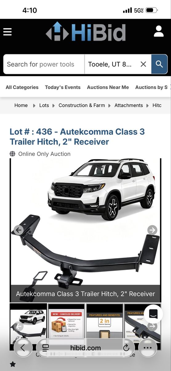 Autekcomma TCG-030 Class 3 Trailer Hitch w/ 2-inch Receiver for Honda Passport (2019-2025)
