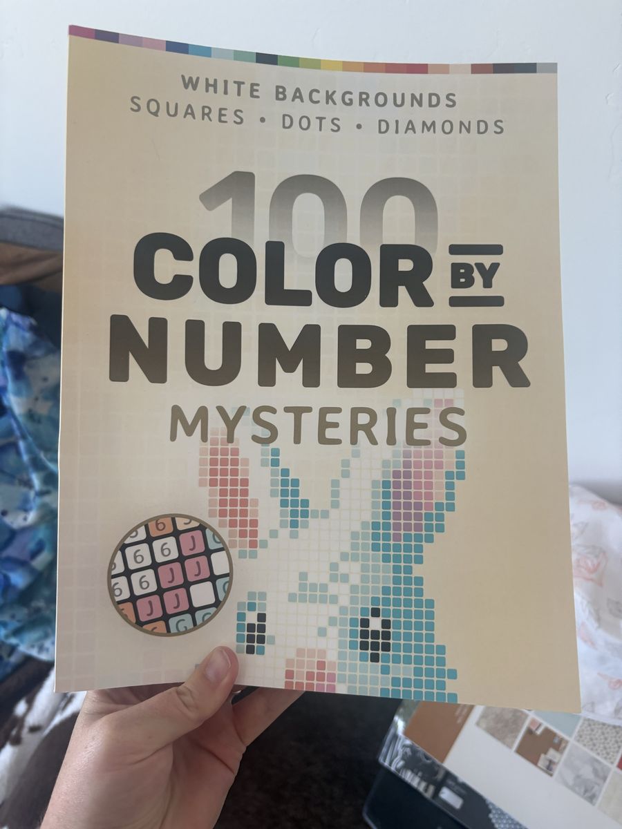 PixelColorist 100 Color By Number Mysteries Coloring Book - White Backgrounds, Squares, Dots, Diamonds