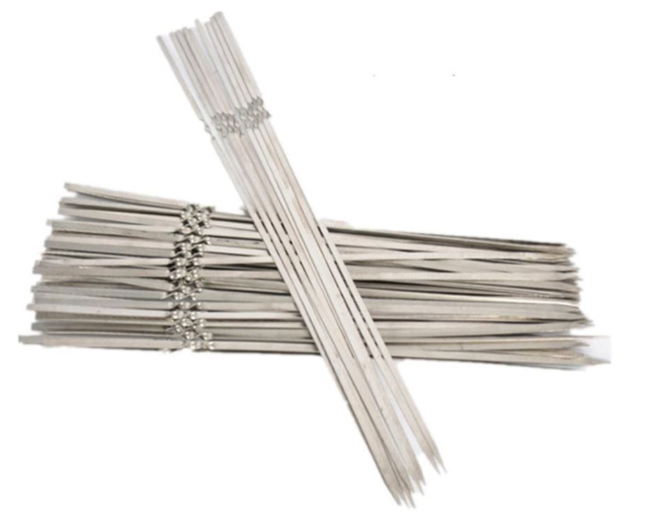 NEW! Skewers for BBQ Reusable, Stainless Steel Set of 40