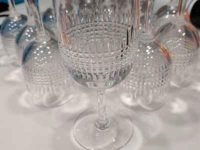 Baccarat Crystal Wine Glasses - Set of 15 - Clear, Patterned Design