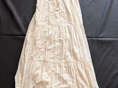 American Eagle Outfitters Women's Cream Crochet Tiered Maxi Dress Size L