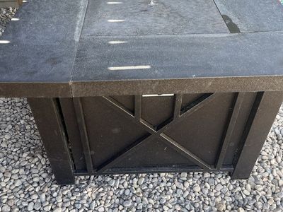 Outdoor Gas Fire Pit - Black Square Design with Ignition Contol