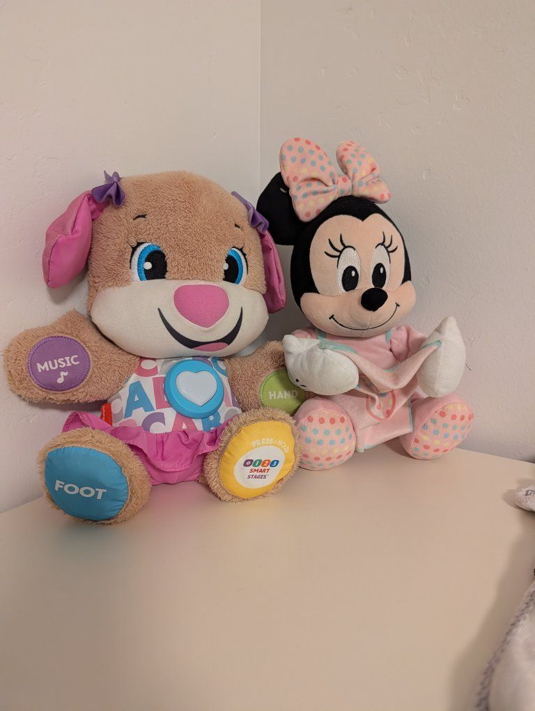 Fisher-Price Laugh & Learn Sis Plush & Disney Minnie Mouse Plush Toy Bundle