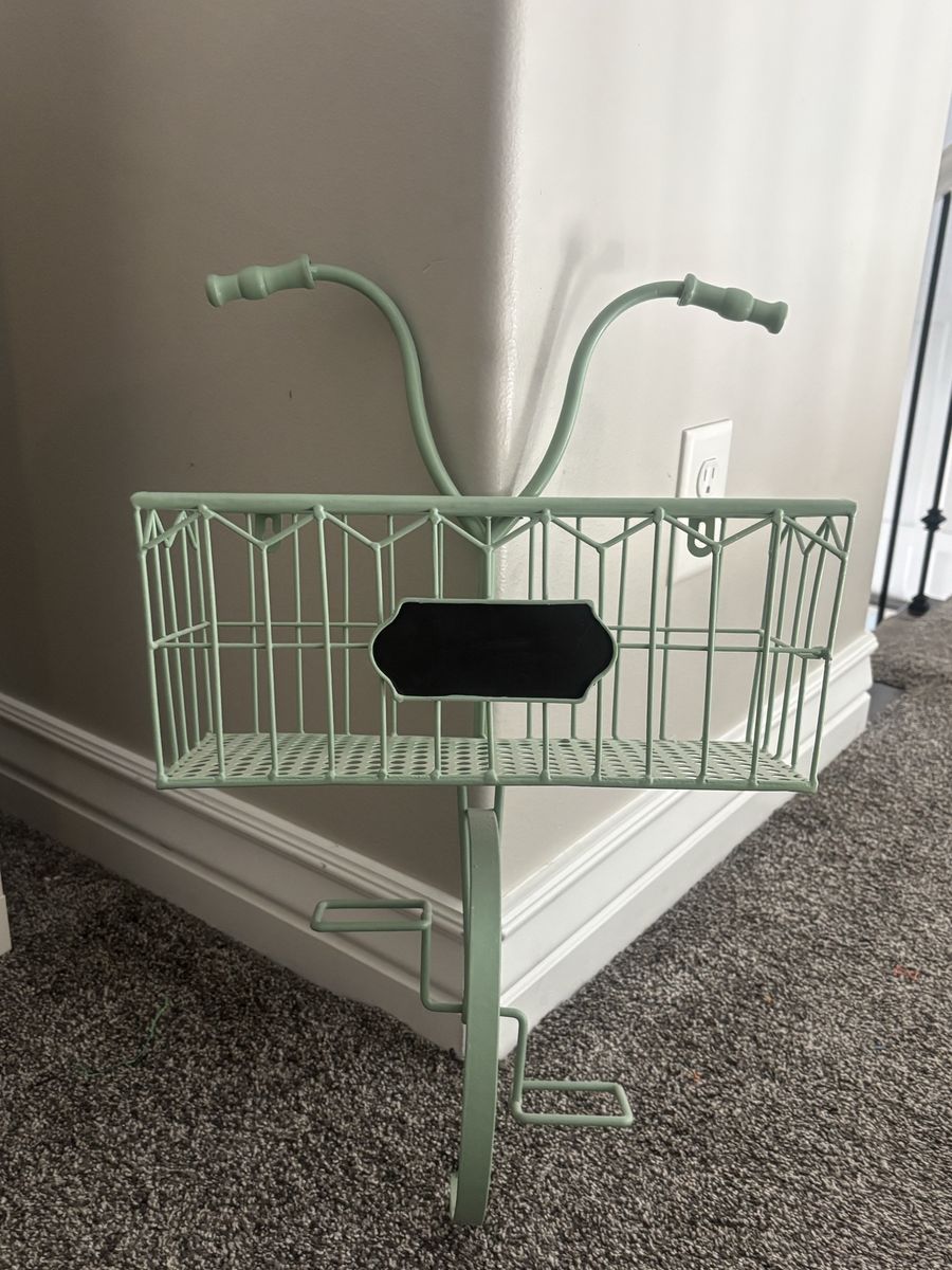 Decorative Mint Green Bicycle Basket with Blackboard Accent - Charming Home Decor