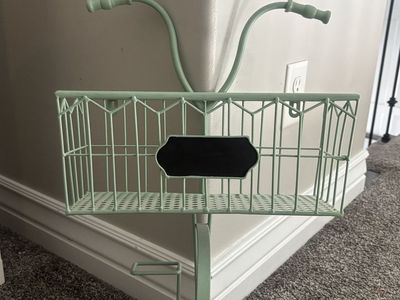 Decorative Mint Green Bicycle Basket with Blackboard Accent - Charming Home Decor