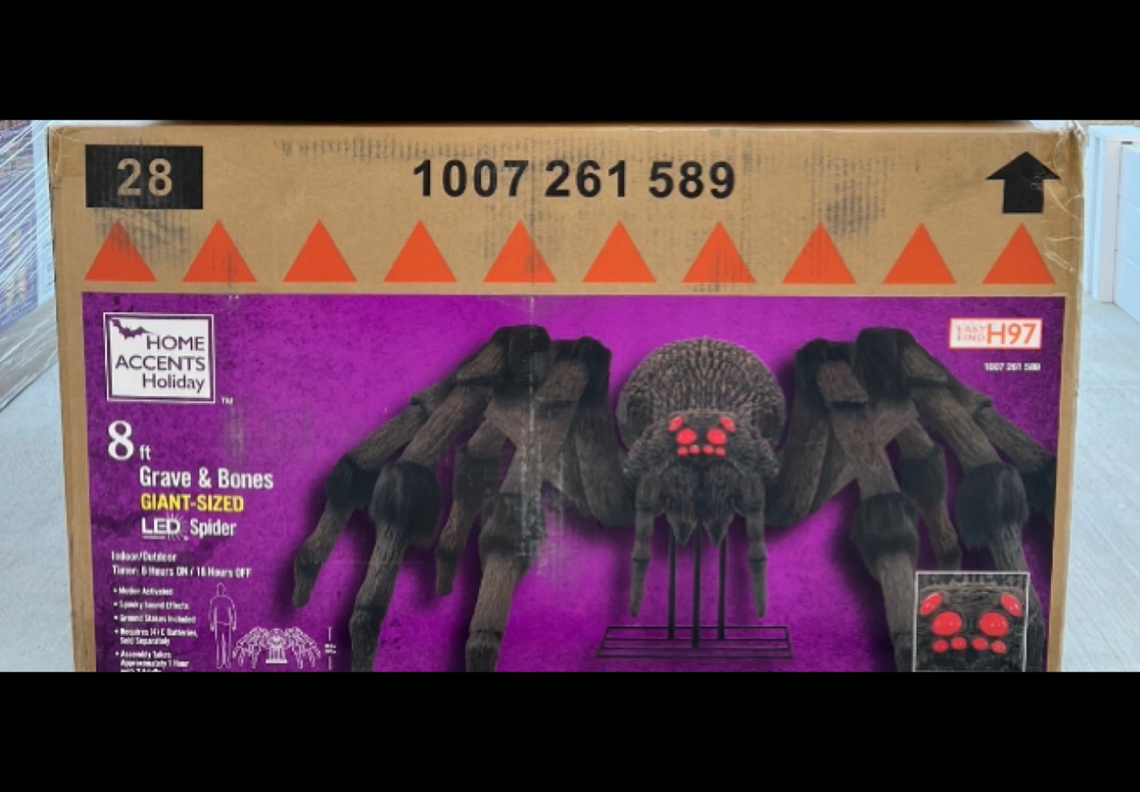 Home Depot Halloween 8ft Grave & Bones Giant-Sized LED Spider — New In Box/Sealed