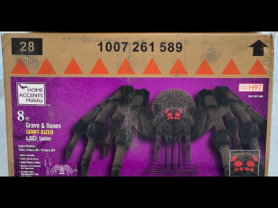 Home Depot Halloween 8ft Grave & Bones Giant-Sized LED Spider — New In Box/Sealed