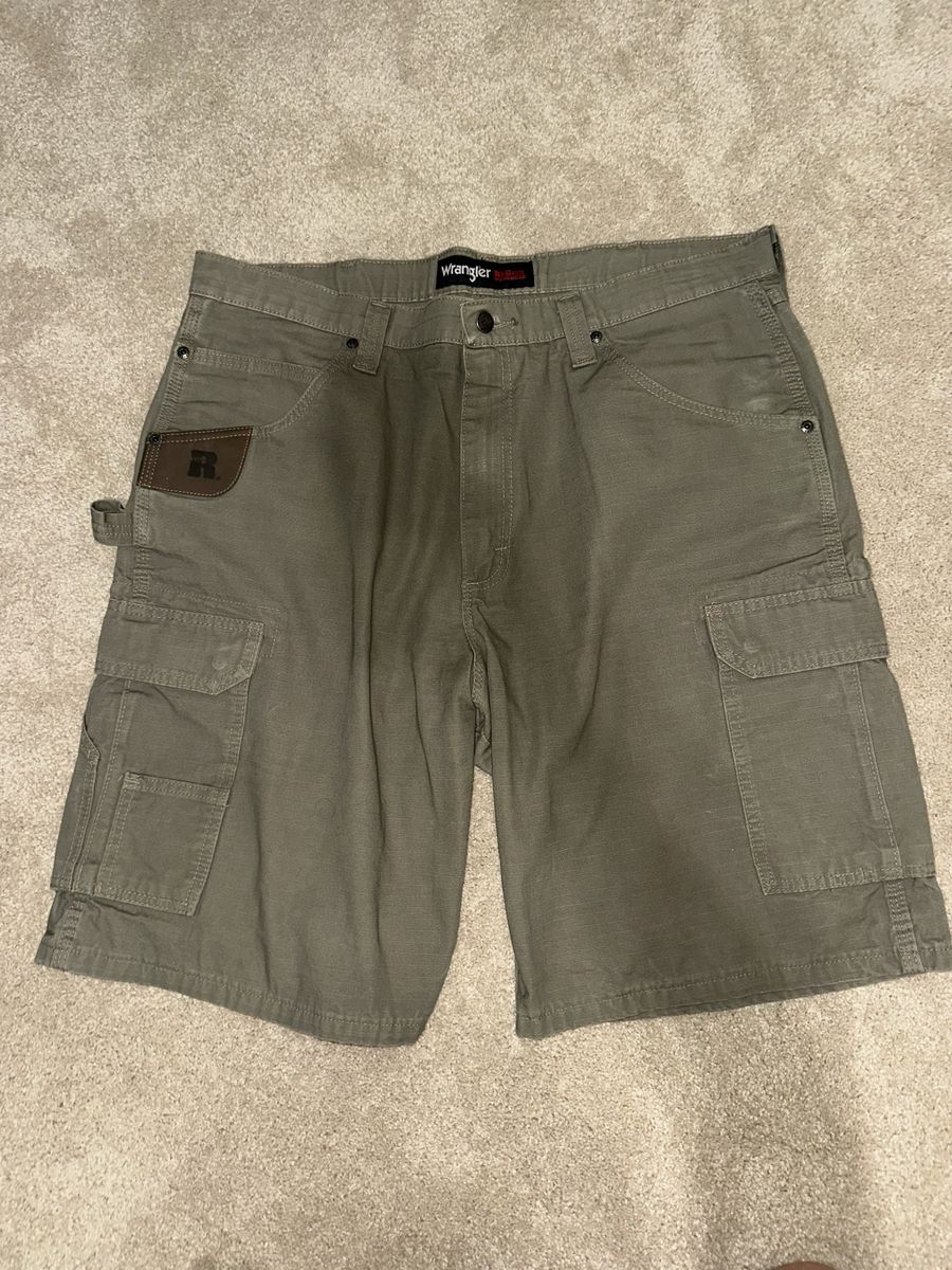 Wrangler Riggs Workwear Men's Ripstop Cargo Work Shorts Olive Green Size 38