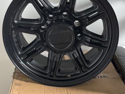 Set of four wheels never mounted. No lug nuts just rims