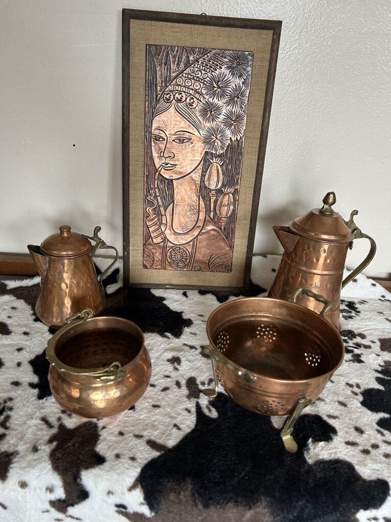 Lot Of Houston International Hammered Copper Pots