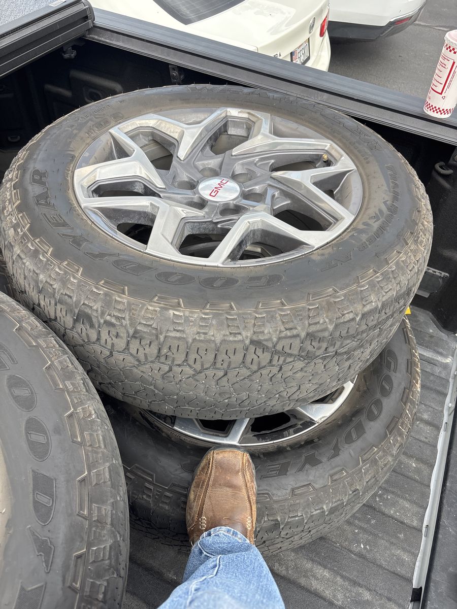 GMC Factory 20” Wheels & Goodyear Wrangler TrailRunner A/T 275/60R20 Tires (Set of 4)