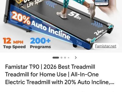 T90 Electric Treadmill - 20% Auto Incline,