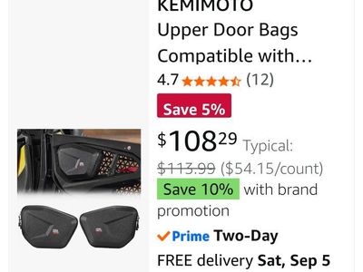 Can-Am Maverick R NEW Upper Door Bags "NIB"