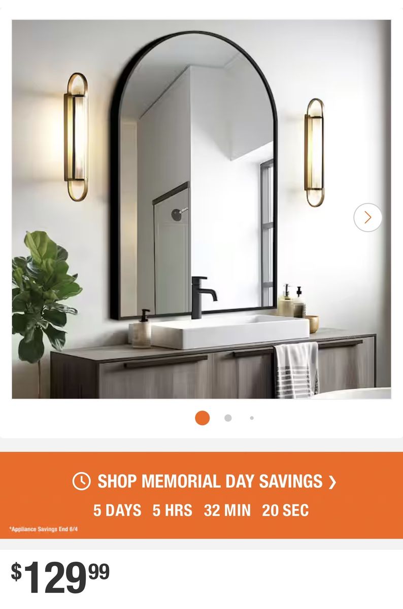 Black 23.79 in. W x 35.49 in. H Mirror