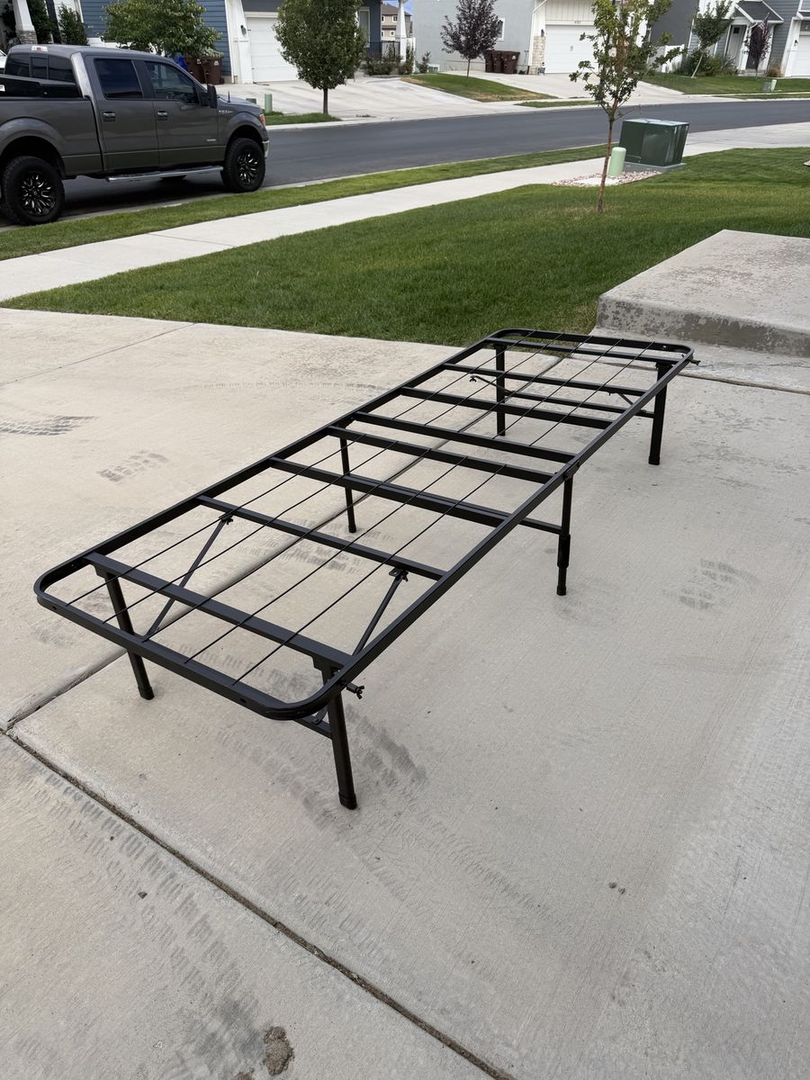 Sturdy Metal Platform Bed Frame - Black Foldable Twin Size
