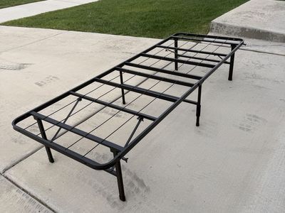 Sturdy Metal Platform Bed Frame - Black Foldable Twin Size