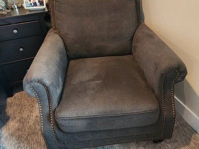 Dark Gray/Slate nailhead armchairs
