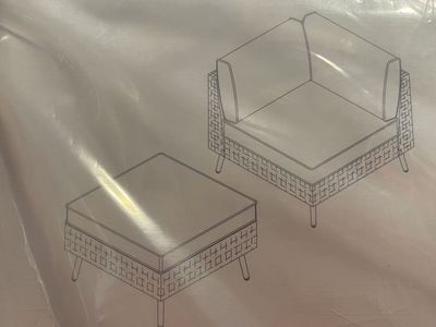 New in box Outdoor chair and ottoman Rattan Wicker with cushion