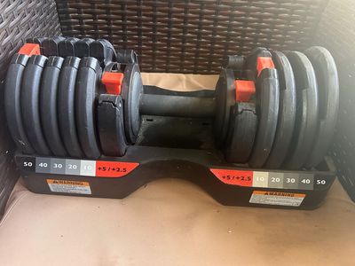 Weider 50 lb Pair of Select A- Weight Adjustable Dumbbells. 1 set is missing one weight so $150 on that and $200 for the other
